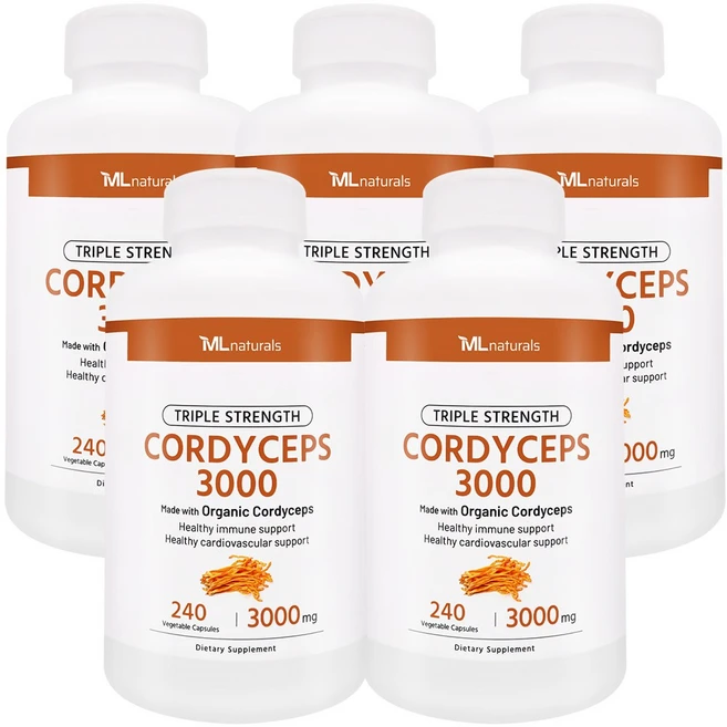 [미국빠른직구] 신제품 마이라이프 내추럴스 동충하초 3000mg, 5병, 240정 - 쿠팡