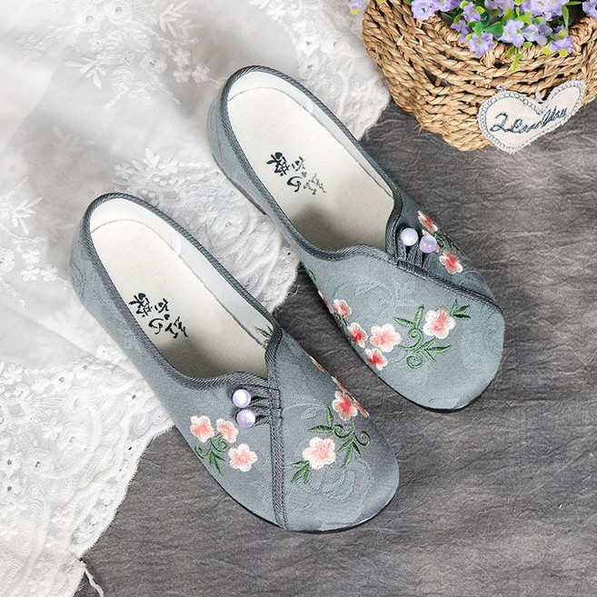 쌍천 패브릭 슈즈 여자 여름 패션 자수 여자 신발 패션 통굽 컴포트 엄마 신발 쌍천W26041706