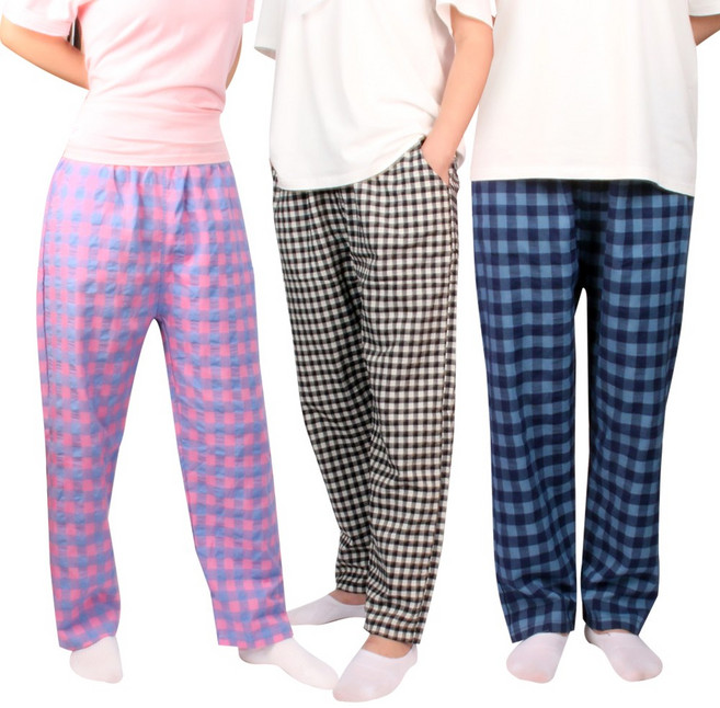 준 컴퍼니 국산 남성 여성 프리미엄 체크 9부 호주머니 파자마 잠옷바지
