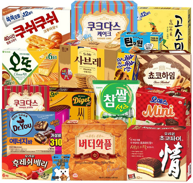 에너지바 미니+초코파이+오예스미니+쿠크다스케이크+쿠크다스+고소미+쿠쉬쿠쉬+후레쉬베리+쵸코하임+사브레+버터와플+다이제씬+오뜨+촉촉한초코칩+선과 등 대용량 사무실 간식, 1세트, 17p