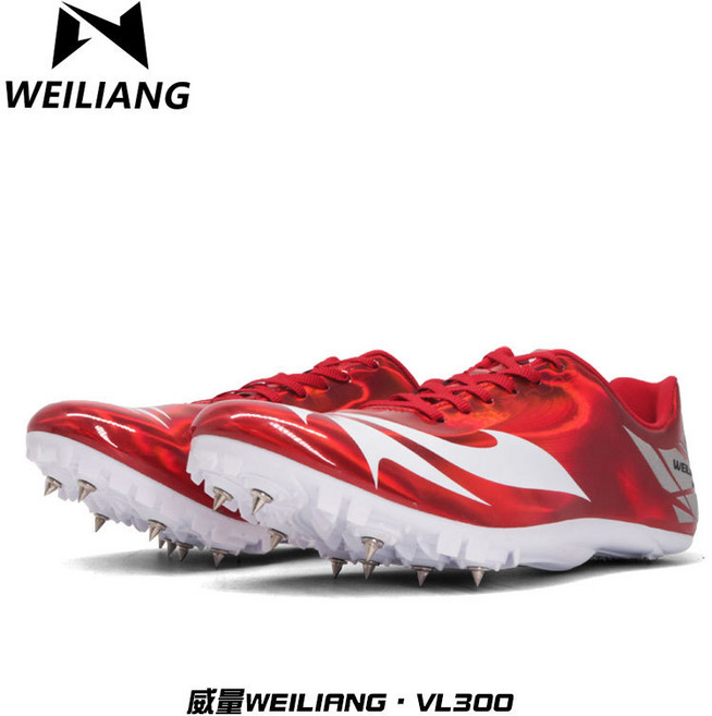 파워 스파이크 신발 트랙 및 필드 8 네일 스프린트 남녀 학생 대회 훈련 신발 고등학교 입학 시험 스파이크 신발, 300 눈부신 레드, 1개