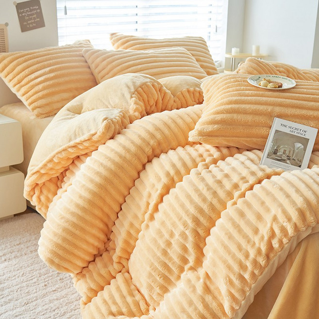 에이트샵 극세사이불커버 벨벳 호텔식 고밀도 고급 차렵이불 커버, 옐로우