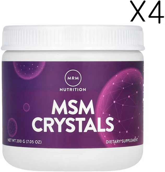 MRM뉴트리션 MSM크리스탈 1000mg 파우더 200g 4세트 식이유황 메틸설포닐메테인, 4팩 - 쿠팡