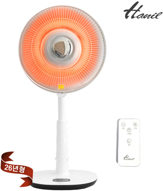 한일전기 26년 선풍기형 전기히터 1구 하이라이트 디지털 리모컨 타이머 1초발열 높이조절, EHH-SW880DS