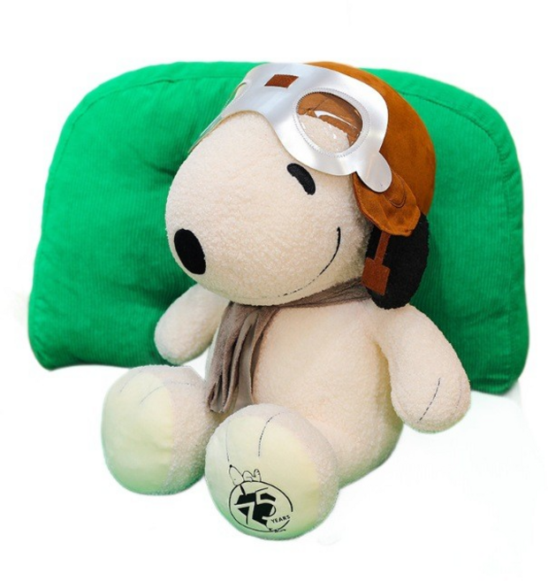 史努比變裝飛行員毛絨玩偶 可愛卡通維修員公仔 適合生日禮物, 史努比飛行員,35cm0.4kg