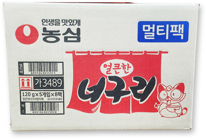 너구리 (농심 멀티팩 얼큰한맛 120g 40개) 캠핑용 식당전용 부대찌개용 행사용 짬뽕라면용