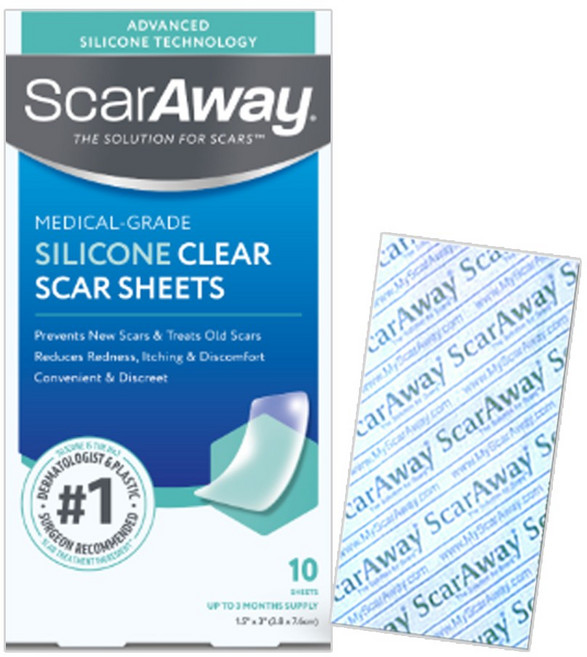 【ScarAway培瑞克】皮膚護理矽膠貼片-透明小片(3.8*7.62cm) 輕薄透氣 隱形舒適 有效保護傷口 促進皮膚修復, 1個, 10個裝