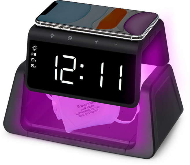 UM2 UV-C 스마트폰 마스크 살균기 무선충전 알람 탁상시계 AL700UV, 1개