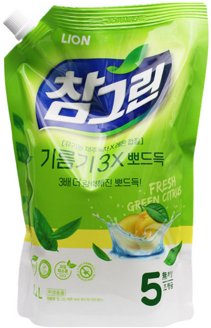 참그린 녹차 주방세제 1.2L 리필, 6개