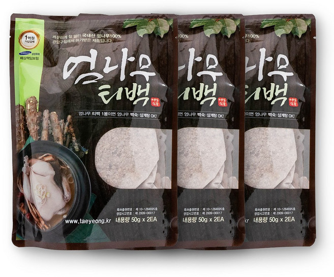 태영식품 국내산 엄나무 삼계탕 재료 티백, 3개, 100g