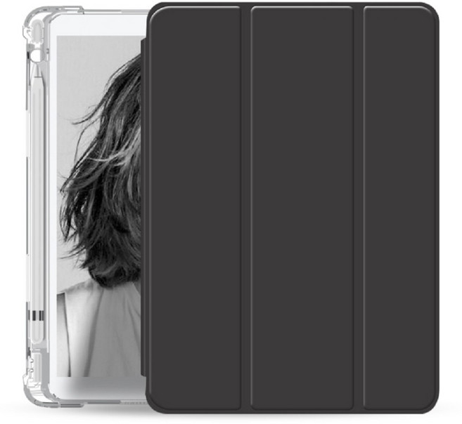 아이패드 에어3 프로 10.5 인치 수납홀더 반투명 케이스, 블랙
