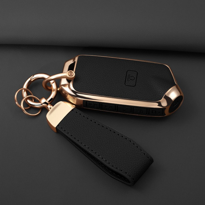 HAKO 소프트 가죽TPU 차키케이스+키홀더 (스팅어 모하비 K9 호환), K-18, 블랙