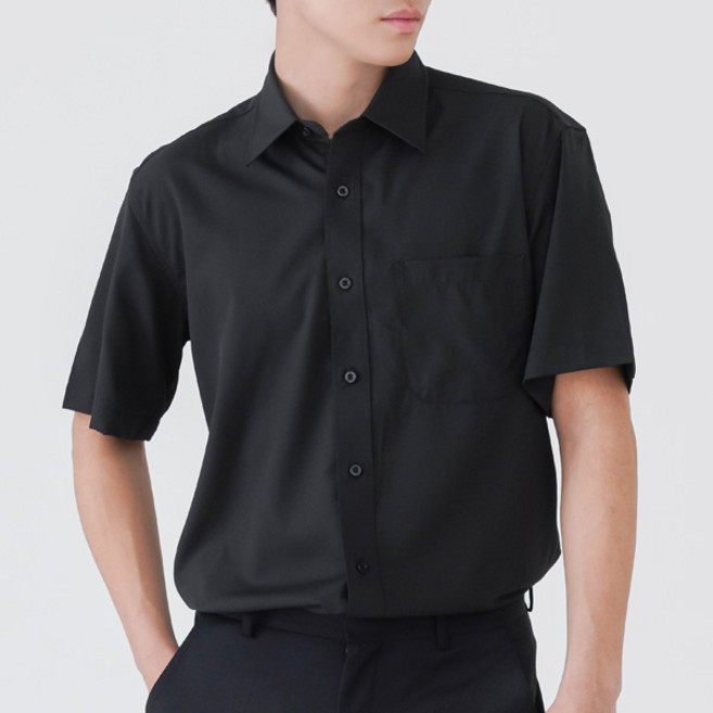 체인지 남성용 반팔 빅사이즈 구김없는 스판 와이셔츠