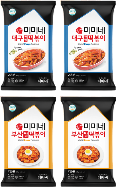 [미미네] 대구 판밀 떡볶이 + 부산 쌀떡볶이 (총 8인분), 4개, 475g