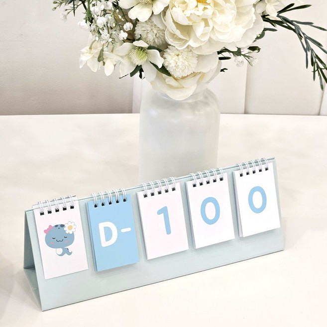 신생아 5칸 푸른 뱀띠 디데이 달력 2025년 아기 만년 육아 캘린더 탁상형, 푸른뱀띠 디데이달력