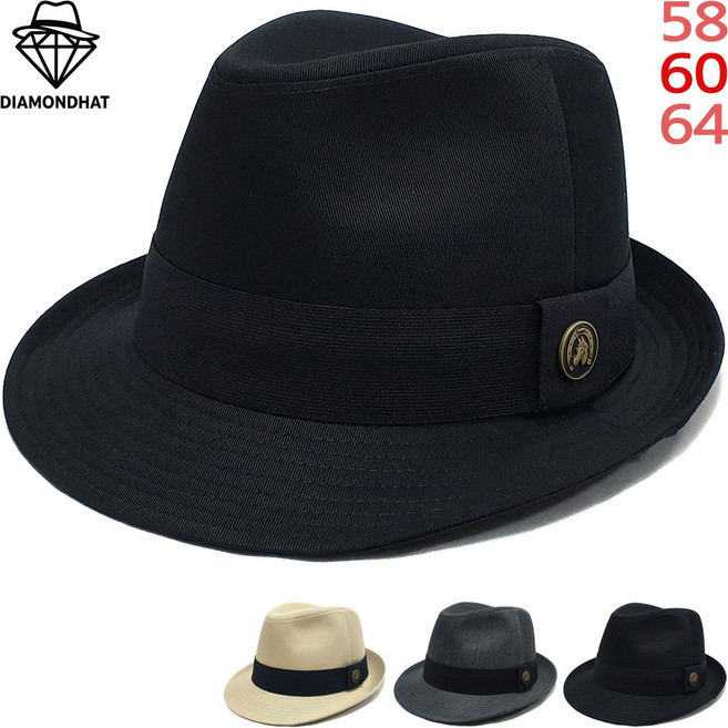 다이아몬드햇 코튼 베이직 트릴비 페도라 중절모 대두용 신사 모자 남녀공용 데일리 햇-DHAT250821