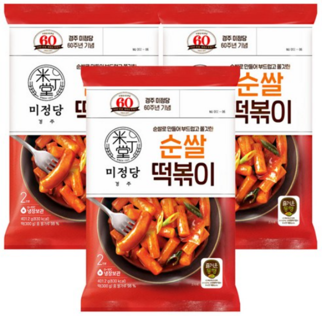 [CJ] 미정당 순쌀 떡볶이 401.2g, 3개