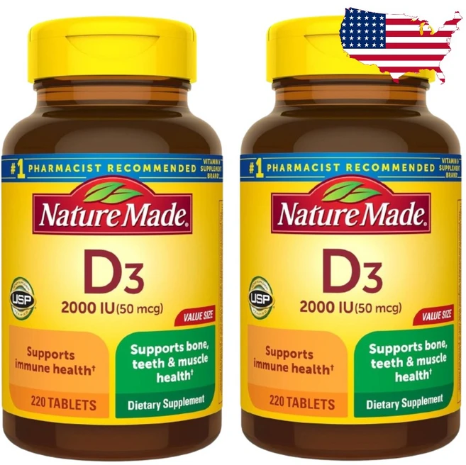 네이쳐메이드 비타민D3 2000IU 220정 비타민D 탄산 칼슘 콜레칼시페롤 2병 - 쿠팡