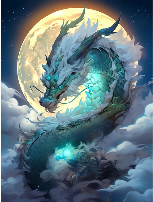 우주기운 청룡과 보름달 우드 조각퍼즐 갑진년 청룡의 해 용띠 2024년 새해 성공운 금전운에 좋은 풍수 컬렉션 그림퍼즐 집콕취미, 1개, 청룡의해 만월 구름속 청룡도3번