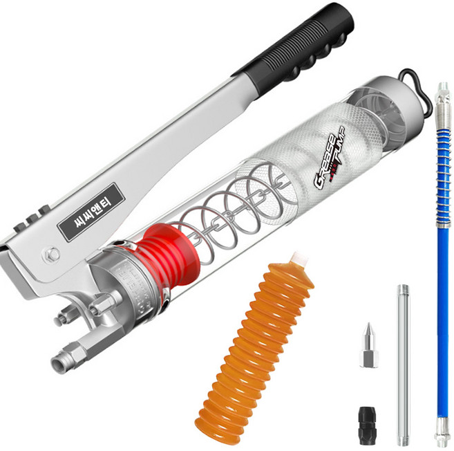 씨씨앤티 기어식 투명 구리스건 HGP-600G 구리스 펌프 주입기 카트리지 타입