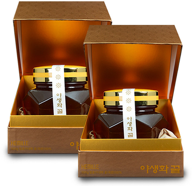헤밀레 야생화꿀 국내산 자연산 천연 꿀 100% 탄소동위원소비 -26퍼밀, 2개, 500g