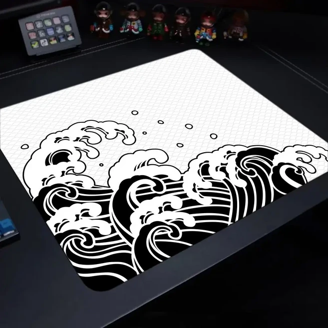 게이밍 마우스패드 웨이브 시리즈 400X450X3MM, 1개, 흑파도