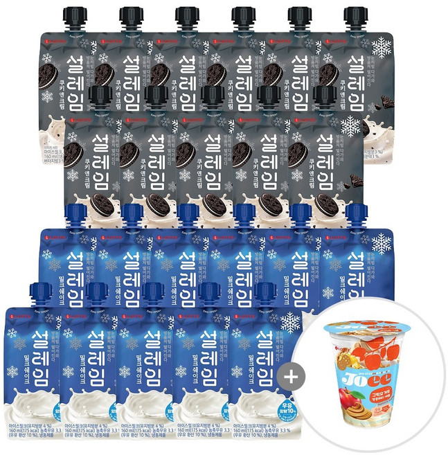 롯데 설레임 밀크쉐이크 x11개+설레임 쿠키앤크림 x11개 파우치 아이스크림 (조이 땅콩버터애플 파르페 x1개 증정)