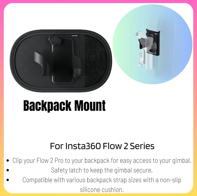 인스타360 플로우 2 프로 AI 트래커 스포트라이트 알루미늄 마그네틱 폰 마운트 케이스 시리즈 용, 08 Backpack Mount