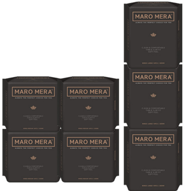 마로메라 순면 생리대 날개형 중형 4팩 + 대형 3팩, 106개입, 1세트