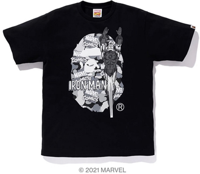 베이프 x 마블 CAMO IRON MAN EX TEE