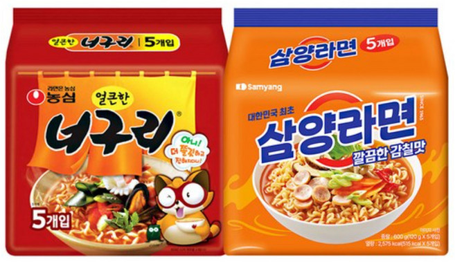 농심너구리얼큰한맛 + 삼양라면 세트, 10개