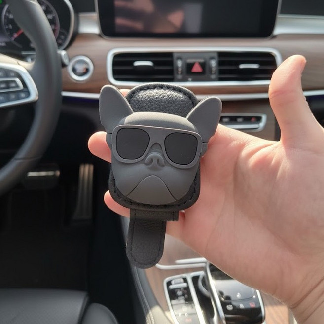 차량용 불독 선바이저 클립 자동차 선글라스 거치대 케이스 안경 걸이, 1개, 블랙불독(다크)