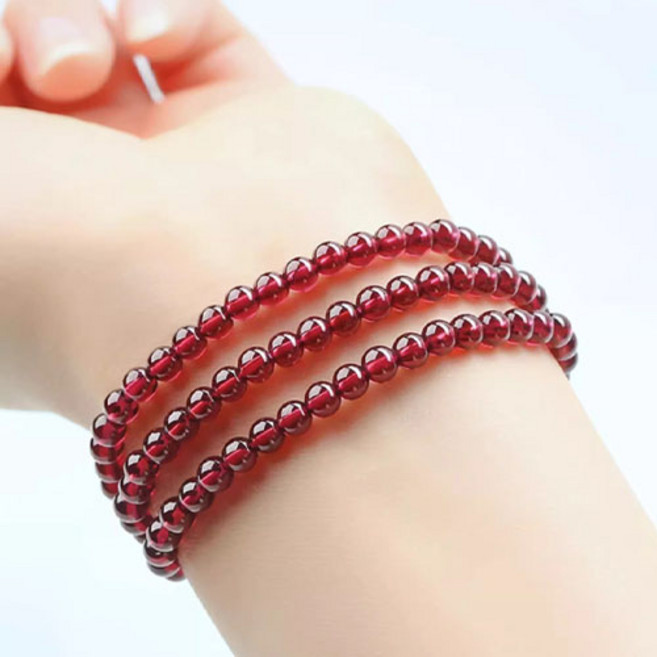 소원 재물복 금전운 탄생석 가넷 레이어드 원석 팔찌 A1673