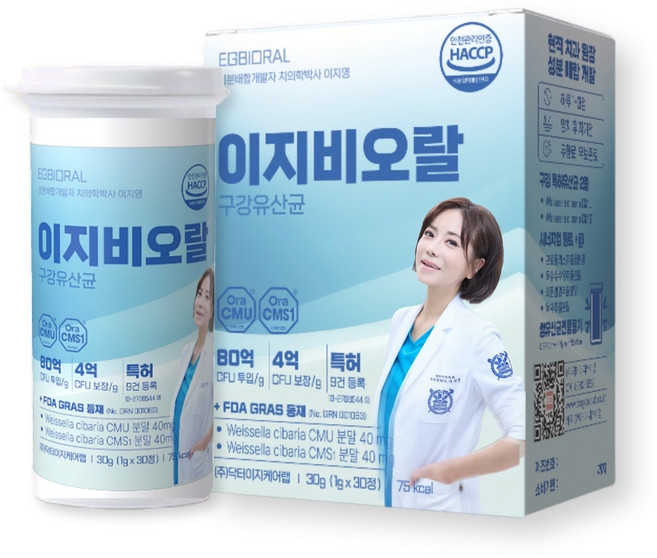 이지비오랄 구강유산균CMU 치과의사 특허 오라씨엠유 잇몸 구취 백태 입마름 텁텁함, 30정, 1개