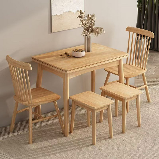 확장형 접이식 원목 식탁 4인용 6인용 다용도 이동식 테이블 주방 거실 캠핑용 공간활용 가정용, 벤치 의자 2, D_유리 테이블 2_접이식 식탁