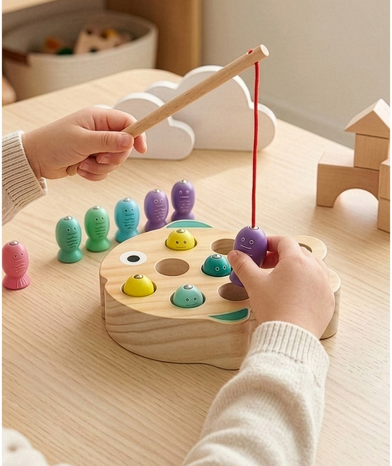 (다르담) 영유아 장난감 원목 낚시 놀이, 1개