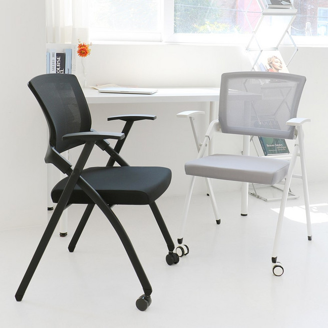체어센스 와이즈 공부 수험생 학생 책상 반고정 사무용 회의용 컴퓨터 도서관 접이식 메쉬 의자, 와이즈블랙
