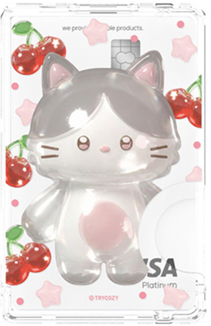 트라이코지 젤리 버디 멀티 스탠드 마그네틱 카드 지갑 (맥세이프 호환), 1개, 젤리 캣