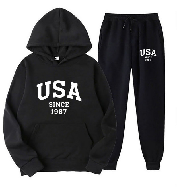 Connect LINK 남성용 USA 1987 후드티 트레이닝복 상하세트