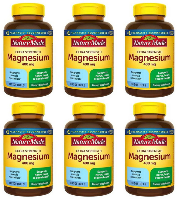 Nature Made 네이처메이드 마그네슘 400mg 소프트젤 110정, 6개