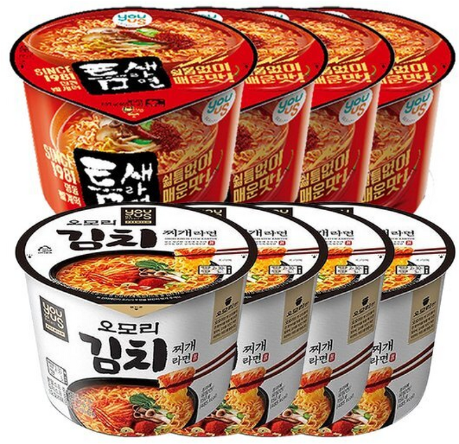 틈새라면 매운맛 + 오모리 김치찌개라면 총, 8개