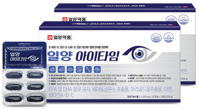 일양 아이타임 루테인 오메가3 아스타잔틴 눈건강 30캡슐x6개월분 (총 180캡슐), 108g, 2박스