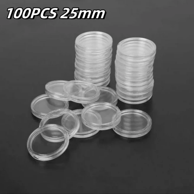 투명 원형 동전 보관함 캡슐 수집 거치대 용기 케이스 용품 선물 100 개 16-40mm 분리수거 동전케이스 코인캡슐 コインケース 코인홀더 커피 보관 캡슐보관함 캡슐커피, 09 25mm, 1개, 25mm