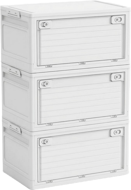 살림생각 이동식 대용량 멀티 접이식 수납 리빙박스, 3개, 화이트