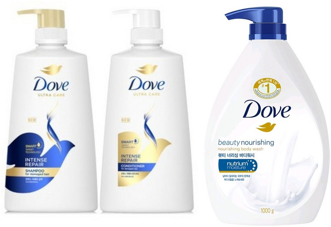 도브 인텐스 리페어 샴푸 & 린스 + 바디워시 1L 뷰티너리싱 세트, 1개