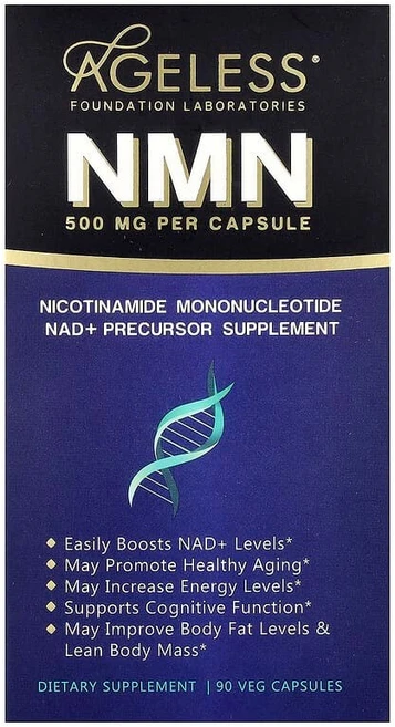 Ageless Foundation Laboratories NMN 500mg 베지 캡슐 90정 NAT-32118, 90 개 - 쿠팡