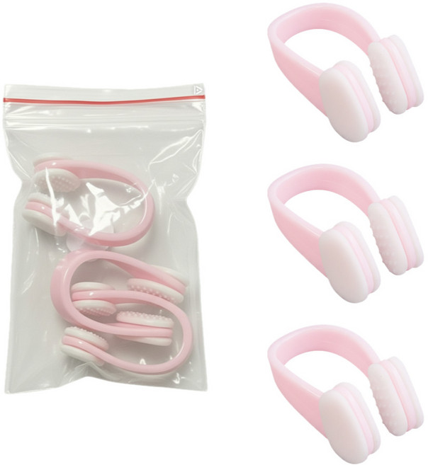 원더블 실리콘 수영 코마개, 핑크, 3개