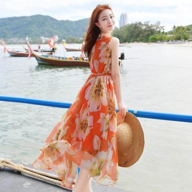 夏季雪紡長裙 波西米亞連衣裙女長款仙女沙灘裙海邊度假