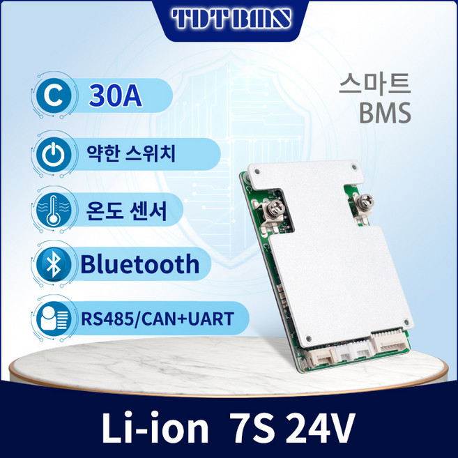 TDT 지능형 BMS 3S 4S 12V 7S 8S 24V 10S 12S 36V 16S 48V 리튬 이온 Lifepo4 배터리 팩 지능형 관리 시스템, 리튬 이온 7S 24V - 30A, 1개