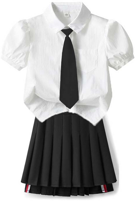 크리스탈하우스 아동 여름 여아 스쿨룩 반팔 셔츠 치마 상하세트 CE016